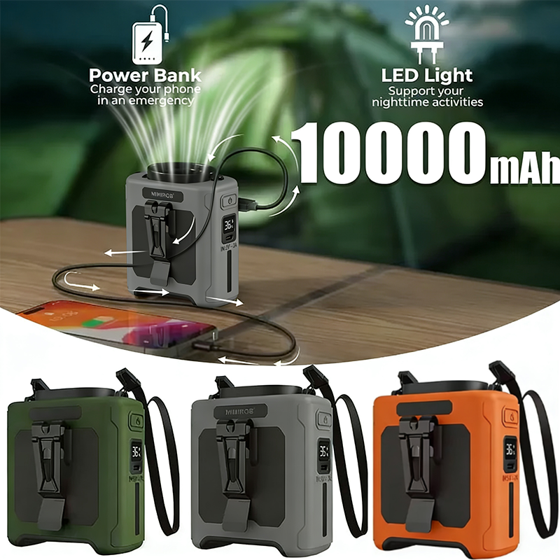 Outdoor Power Works - 10000mAh High-Power Portable Neck-Worn Fan with