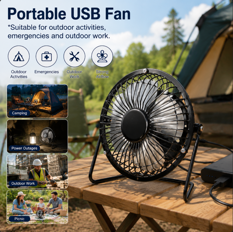 Outdoor Power Works - Mini Fan USB Fan Lightweight Rotatable