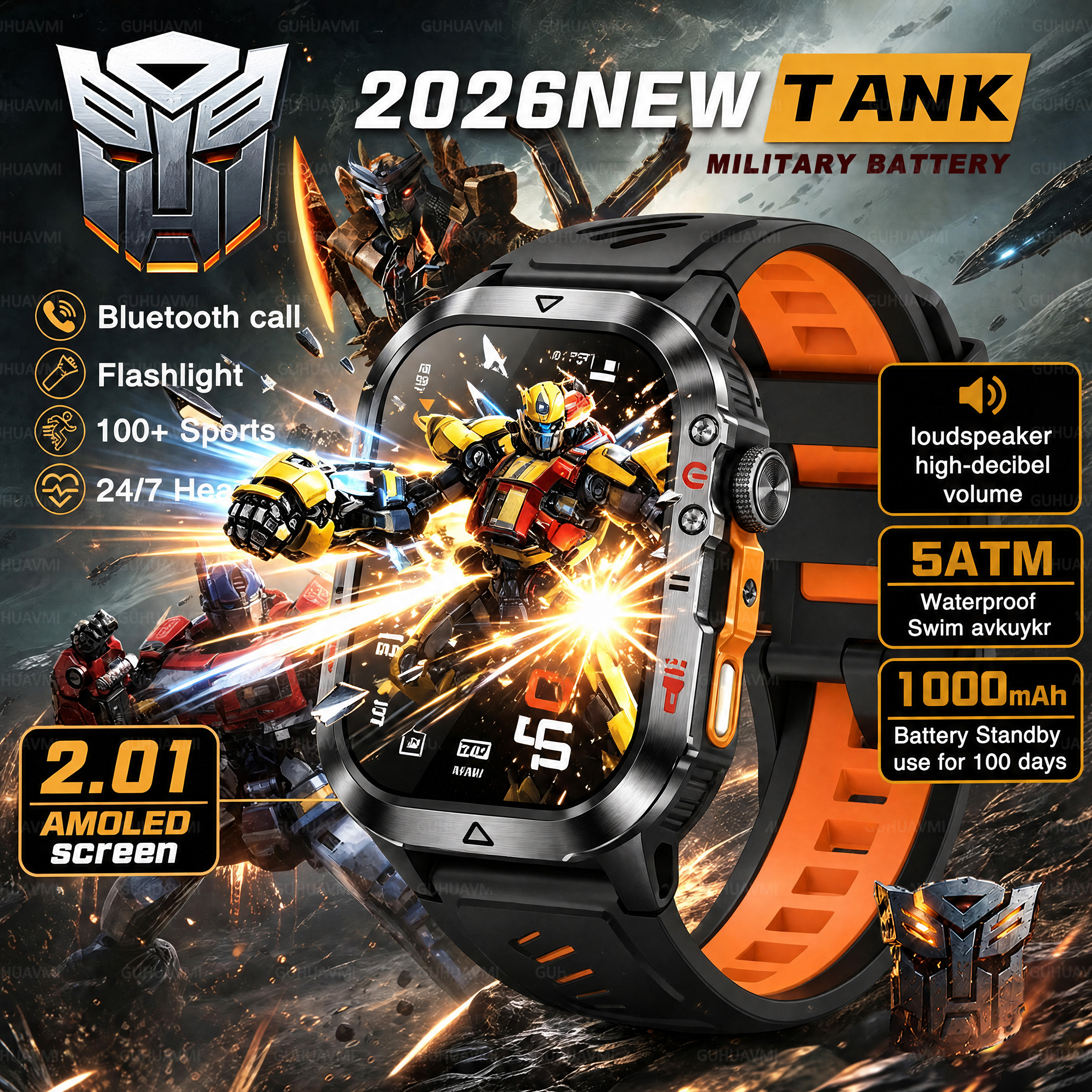 Outdoor Power Transformer - 2026NEW Transformers TANK Military SmartWatch 1000mAh