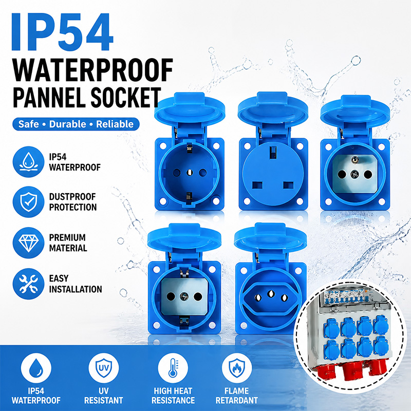 Outdoor Power Outlet Weatherproof - IP54 16A Waterproof Industrial Panel Socket