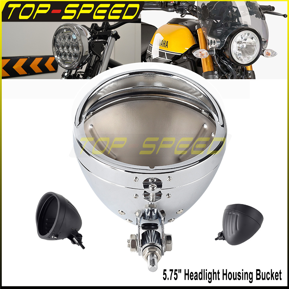 Outdoor Power Direct - Black/Chrome Motorcycle Headlamp Housing Light Shell