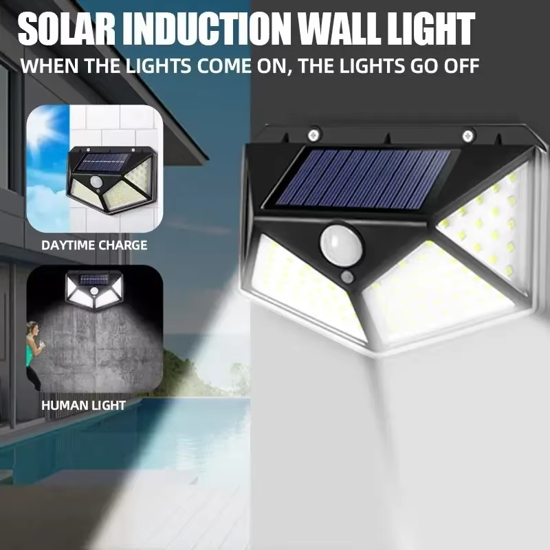 Outdoor Power Outlet Weatherproof - Motion Sensor 100LED Solar Wall Lamp