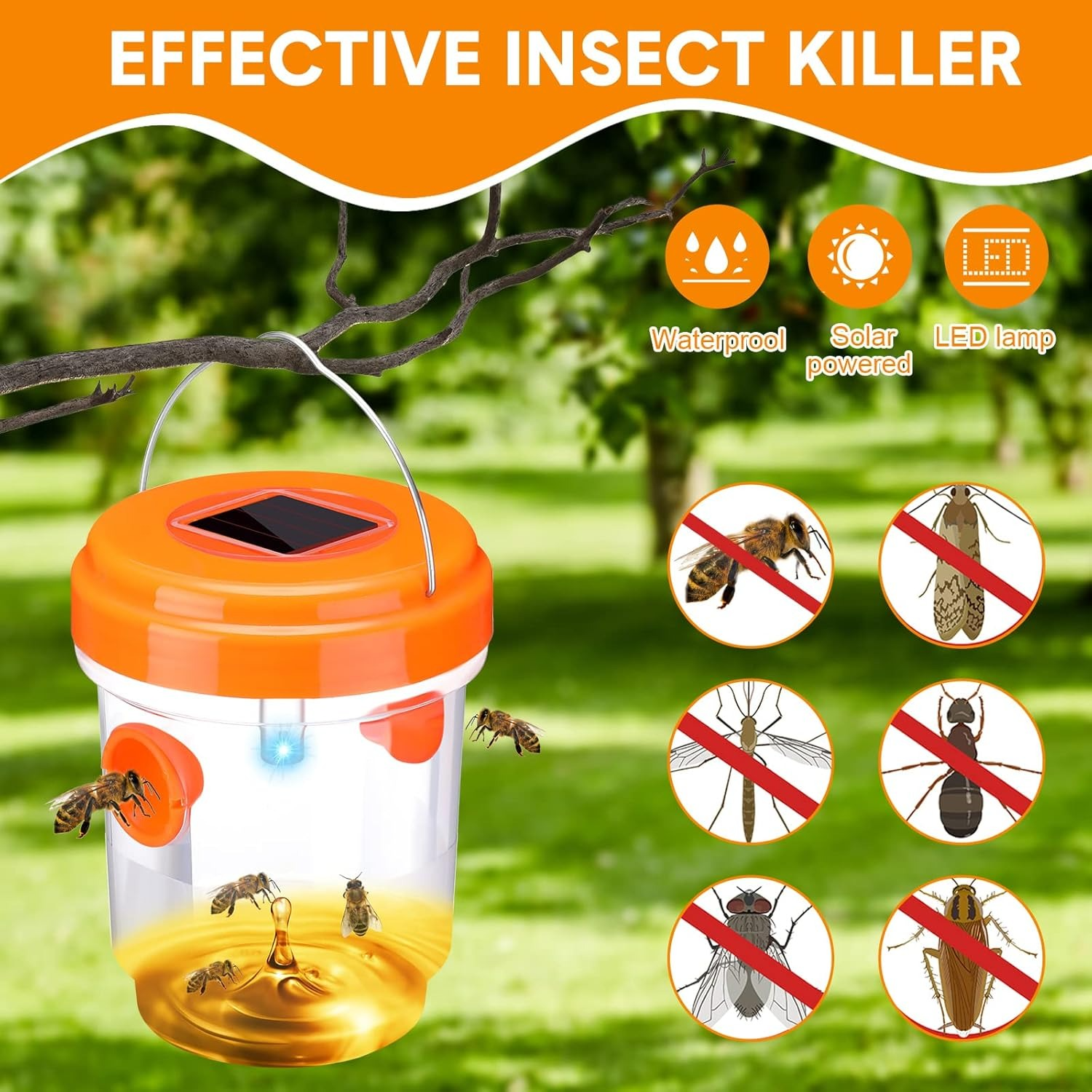 1-6PCS Solar Wasp Trap Waterpr – Outdoor Power Outlet Solar Bewertung und Preis